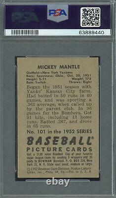 1952 Bowman #101 Mickey Mantle PSA 5 (EX) 9440