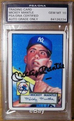 1952 Topps #311 MICKEY MANTLE Signed Porcelain Reissue PSA/DNA 10 Gem Mint Auto