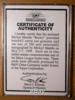 1952 Topps #311 MICKEY MANTLE Signed Porcelain Reissue PSA/DNA 10 Gem Mint Auto