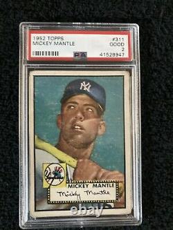 1952 Topps 311 Mickey Mantle PSA 2 Free shipping