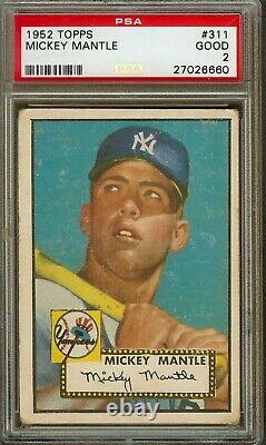1952 Topps #311 Mickey Mantle PSA 2 Rookie