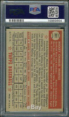 1952 Topps #311 Mickey Mantle PSA 6.5 +++