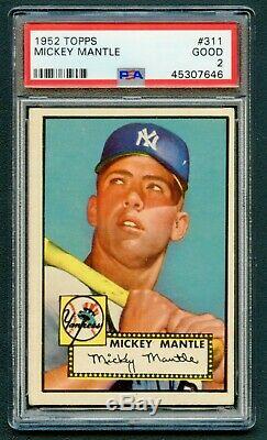 1952 Topps #311 Mickey Mantle Psa 2 Good Rookie