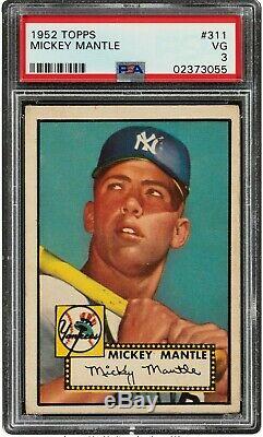 1952 Topps #311 Mickey Mantle Psa 3 Vg Rookie