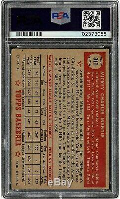 1952 Topps #311 Mickey Mantle Psa 3 Vg Rookie