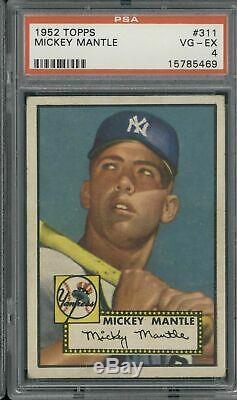 1952 Topps #311 Mickey Mantle Psa 4 Vg-ex Rookie