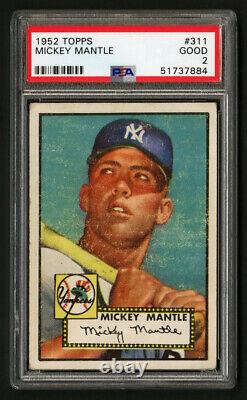 1952 Topps #311 Mickey Mantle Rookie Card Psa 2 Good Centered