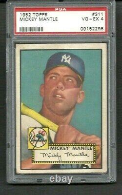 1952 Topps #312 PSA 4 Mickey Mantle- Great Centering