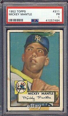 1952 Topps Baseball #311 Mickey Mantle PSA 1