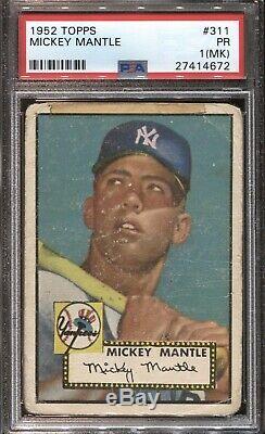1952 Topps Baseball #311 Mickey Mantle Rookie Rc Psa 1 (mk) Yankees Centered