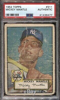 1952 Topps Baseball #311 Mickey Mantle Rookie Rc Psa Authentic Centered Hof 6477