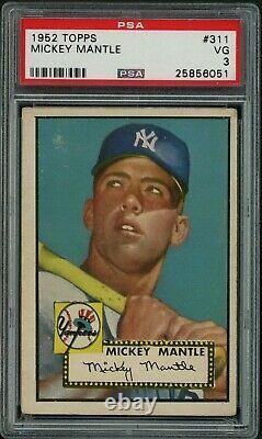 1952 Topps Baseball Mickey Mantle ROOKIE RC Card # 311 PSA 3
