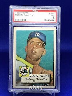1952 Topps Baseball Mickey Mantle ROOKIE RC Card # 311 PSA 3 GREAT INVESTMENT