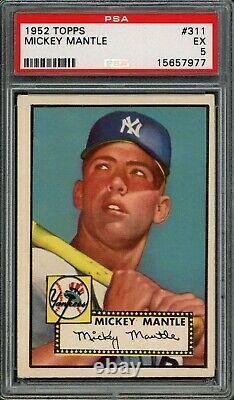 1952 Topps Baseball Mickey Mantle ROOKIE RC Card # 311 PSA 5 EX +++