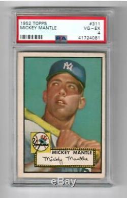 1952 Topps Baseball Mickey Mantle Rookie Card # 311 PSA 4 Vg-Ex Recent Grade