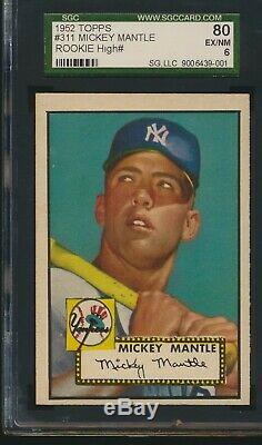1952 Topps Hi #311 MICKEY MANTLE NY Yankees SGC 6 Ex-Mt HOF RC