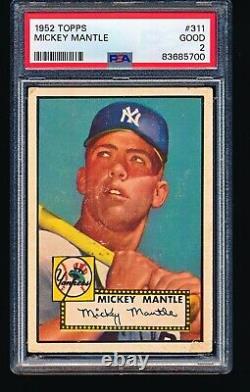 1952 Topps MICKEY MANTLE #311 PSA 2 CENTERED