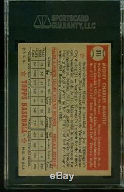 1952 Topps MICKEY MANTLE Rookie New York Yankees SGC 7 CENTERED