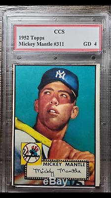 1952 Topps Mickey Mantle #311 Ccs Gd 4 / Bar Coded
