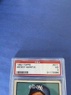 1952 Topps Mickey Mantle # 311 PSA 3 HIGH NUMBER YANKEES