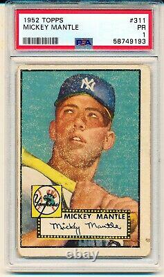 1952 Topps Mickey Mantle #311 RC ROOKIE PSA 1