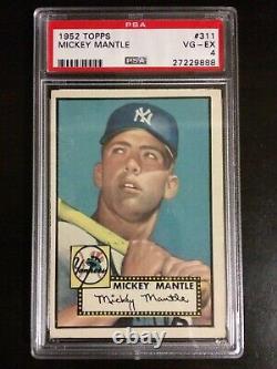 1952 Topps Mickey Mantle #311 ROOKIE CARD RC PSA 4 VG-EX