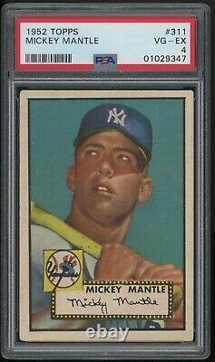 1952 Topps Mickey Mantle #311 Rc Psa 4 Vg-ex Centered Example