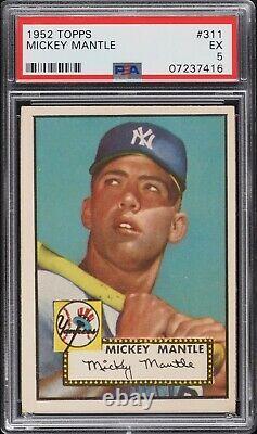 1952 Topps Mickey Mantle # 311 Rookie RC Graded PSA 5 EX+++