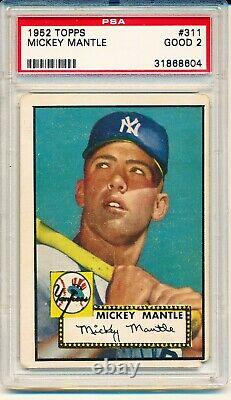 1952 Topps Mickey Mantle #311 (Topps First Card) PSA 2