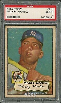 1952 Topps Mickey Mantle ROOKIE RC Card #311 PSA 2 Nicely Centered