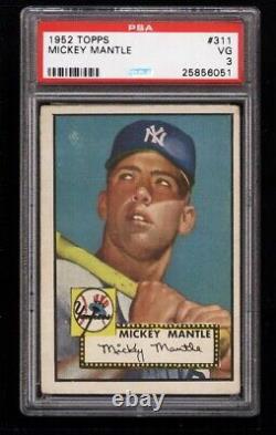 1952 Topps Mickey Mantle Rookie Card # 311 VG PSA 3