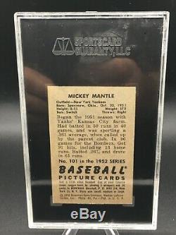 1952 bowman #101 mickey mantle sgc 86 psa 7.5 decently centered & sharp regist