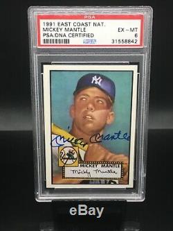 1952 topps 91 national #311 mickey mantle auto rc psa dna 6 real one $100k+