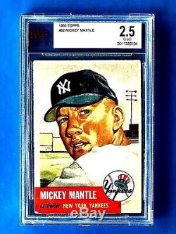 1953 Mickey Mantle Topps baseball card #82 graded 2.5 G-VG HOF Look & Read
