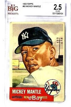 1953 Mickey Mantle Topps baseball card #82 graded 2.5 G-VG HOF Look & Read