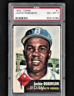 1953 Topps #1 JACKIE ROBINSON PSA 6 EXMT SHARP! + 1952 Topps Mickey Mantle re