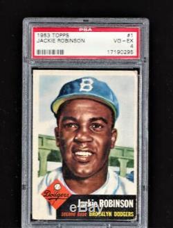 1953 Topps #1 Jackie Robinson PSA 4 No Creases! + 1952 Topps Mickey Mantle RE