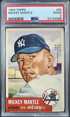1953 Topps #82 MICKEY MANTLE Perfectly Centered PSA 2 GOOD Amazing Eye Appeal