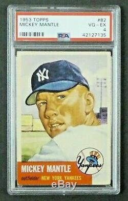1953 Topps #82 Mickey Mantle Card Graded PSA 4 VG-EX Very Nice Centering