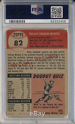 1953 Topps #82 Mickey Mantle Graded Psa 1.5 Fair (svsc)