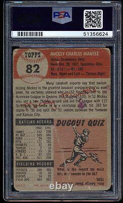 1953 Topps 82 Mickey Mantle HOF PSA 1 (MK) 15050