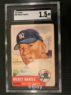 1953 Topps #82 Mickey Mantle New York Yankees Baseball Card Sgc 1.5 Fair