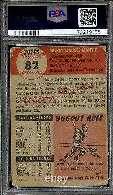 1953 Topps #82 Mickey Mantle PSA 1 HOF New York Yankees 9398