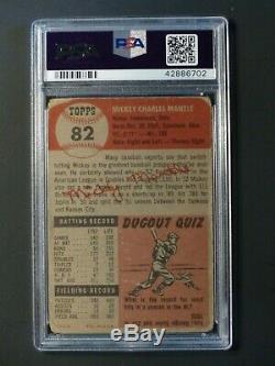 1953 Topps #82 Mickey Mantle PSA 1 PR New York Yankees Centered New Label