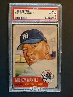 1953 Topps #82 Mickey Mantle PSA 2 Good New York Yankees Centered
