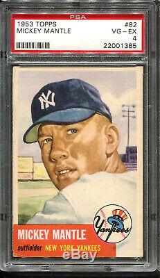 1953 Topps #82 Mickey Mantle PSA 4 Centered HOF New York Yankees