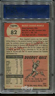 1953 Topps #82 Mickey Mantle PSA 4 Centered HOF New York Yankees
