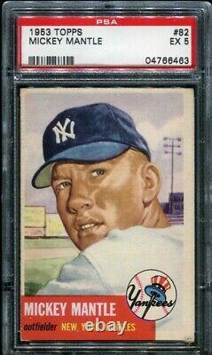1953 Topps #82 Mickey Mantle Psa 5 (6463) 2nd Topps Card