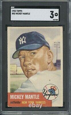 1953 Topps #82 Mickey Mantle SGC 3 Well Centered