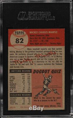 1953 Topps #82 Mickey Mantle SGC 88
